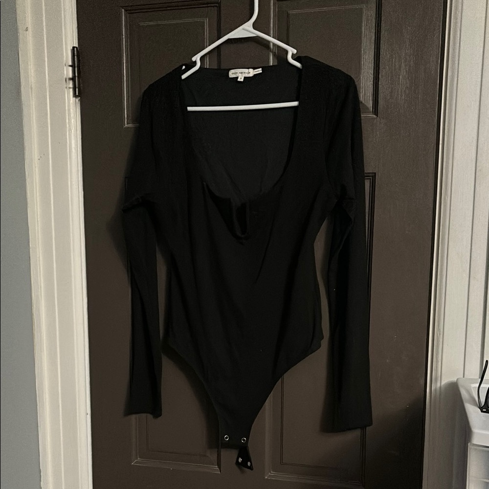 Good American Black Long Sleeve Bodysuit